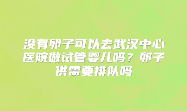 没有卵子可以去武汉中心医院做试管婴儿吗？卵子供需要排队吗