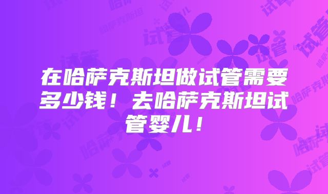 在哈萨克斯坦做试管需要多少钱！去哈萨克斯坦试管婴儿！