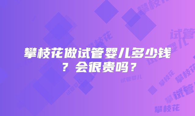 攀枝花做试管婴儿多少钱？会很贵吗？