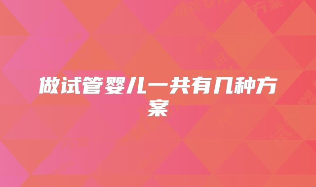 做试管婴儿一共有几种方案