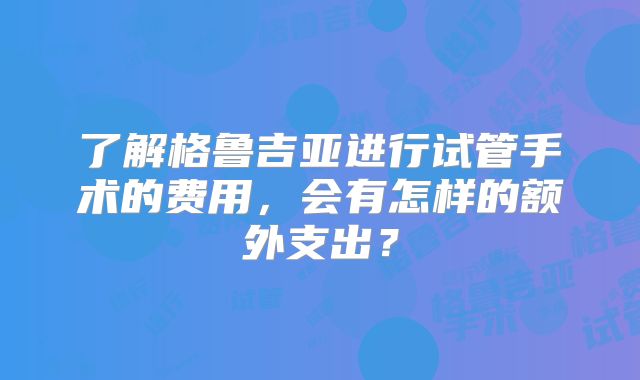 了解格鲁吉亚进行试管手术的费用，会有怎样的额外支出？