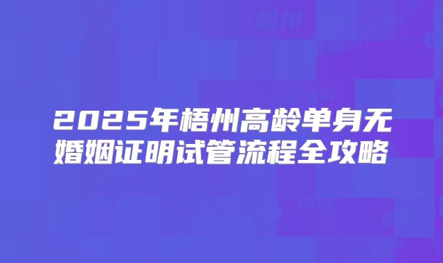 2025年梧州高龄单身无婚姻证明试管流程全攻略