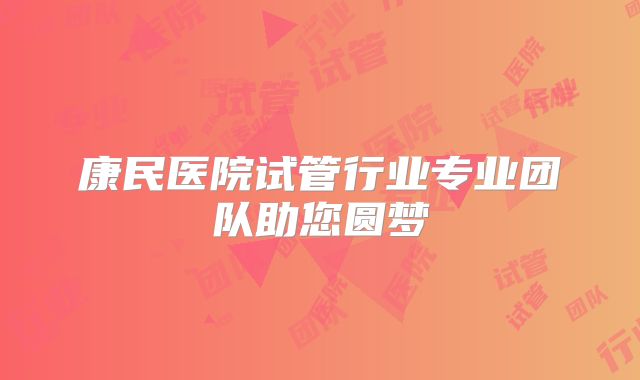 康民医院试管行业专业团队助您圆梦