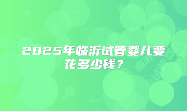 2025年临沂试管婴儿要花多少钱？