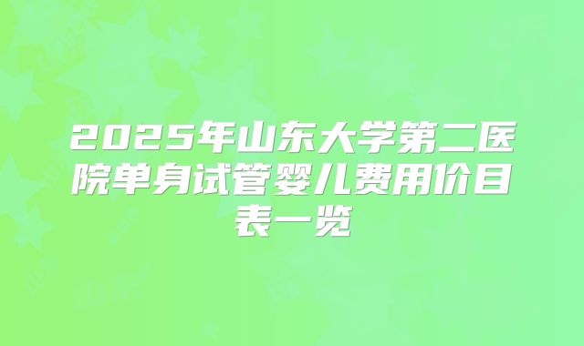 2025年山东大学第二医院单身试管婴儿费用价目表一览