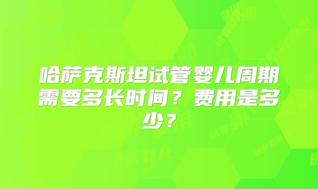 哈萨克斯坦试管婴儿周期需要多长时间？费用是多少？