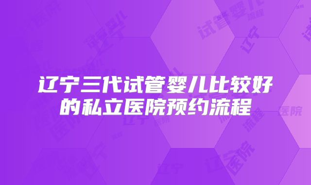 辽宁三代试管婴儿比较好的私立医院预约流程