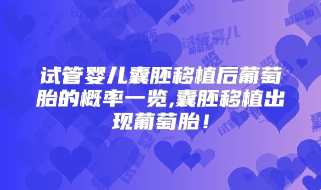 试管婴儿囊胚移植后葡萄胎的概率一览,囊胚移植出现葡萄胎！