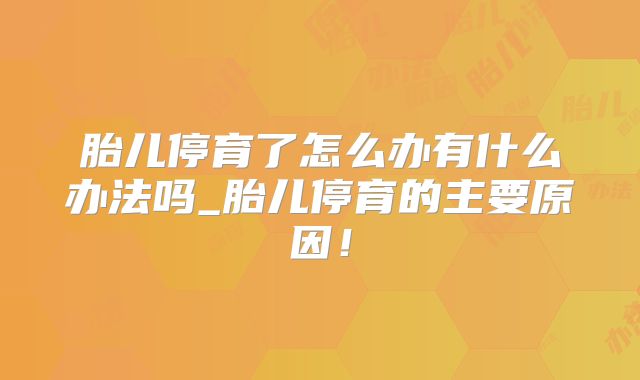 胎儿停育了怎么办有什么办法吗_胎儿停育的主要原因!