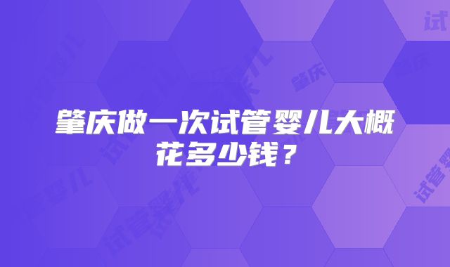 肇庆做一次试管婴儿大概花多少钱？