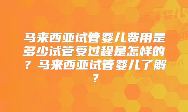 马来西亚试管婴儿费用是多少试管受过程是怎样的?马来西亚试管婴儿了解?