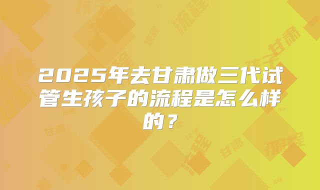 2025年去甘肃做三代试管生孩子的流程是怎么样的？