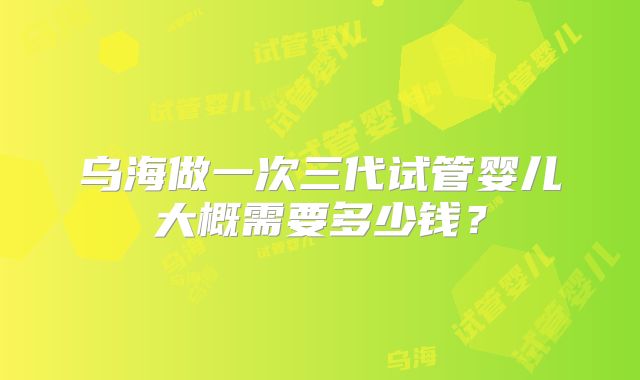 乌海做一次三代试管婴儿大概需要多少钱?