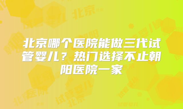 北京哪个医院能做三代试管婴儿？热门选择不止朝阳医院一家