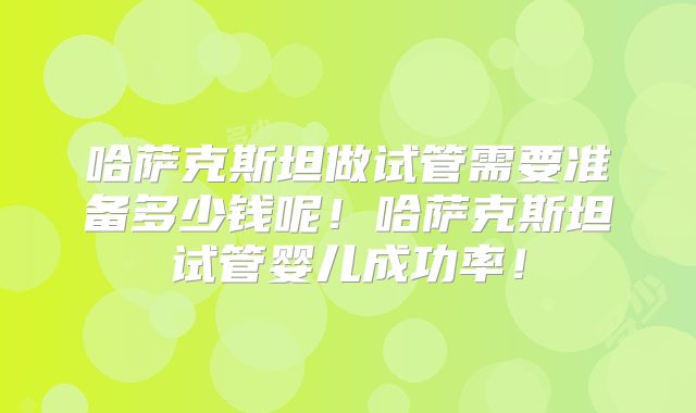 哈萨克斯坦做试管需要准备多少钱呢！哈萨克斯坦试管婴儿成功率！