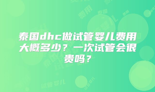 泰国dhc做试管婴儿费用大概多少？一次试管会很贵吗？
