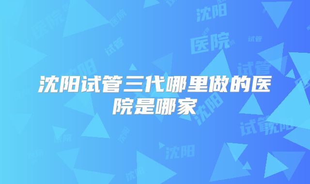 沈阳试管三代哪里做的医院是哪家