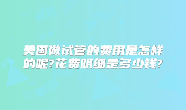 美国做试管的费用是怎样的呢?花费明细是多少钱?