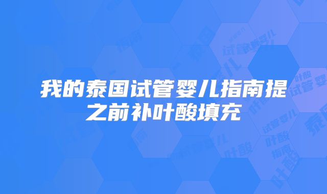我的泰国试管婴儿指南提之前补叶酸填充