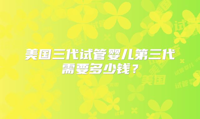 美国三代试管婴儿第三代需要多少钱?