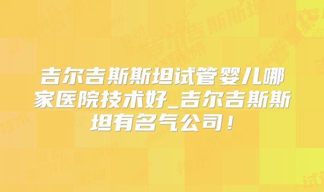 吉尔吉斯斯坦试管婴儿哪家医院技术好_吉尔吉斯斯坦有名气公司！