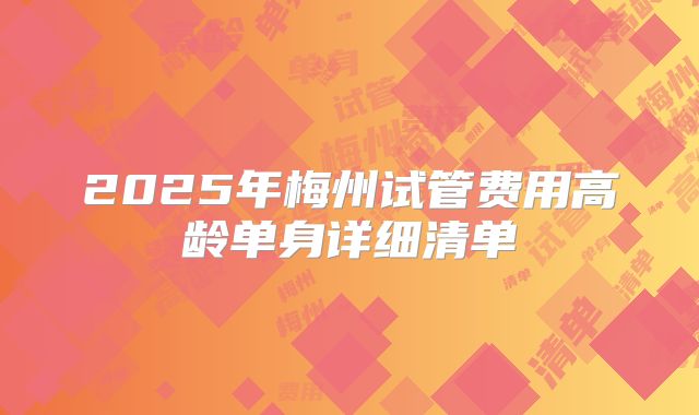 2025年梅州试管费用高龄单身详细清单