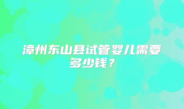 漳州东山县试管婴儿需要多少钱？
