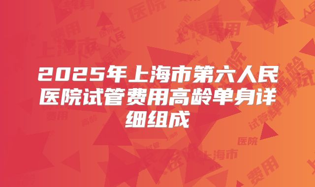 2025年上海市第六人民医院试管费用高龄单身详细组成