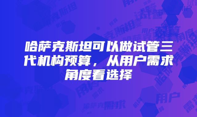 哈萨克斯坦可以做试管三代机构预算，从用户需求角度看选择