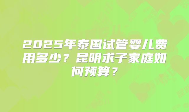 2025年泰国试管婴儿费用多少？昆明求子家庭如何预算？