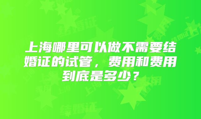 上海哪里可以做不需要结婚证的试管，费用和费用到底是多少？