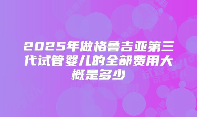 2025年做格鲁吉亚第三代试管婴儿的全部费用大概是多少