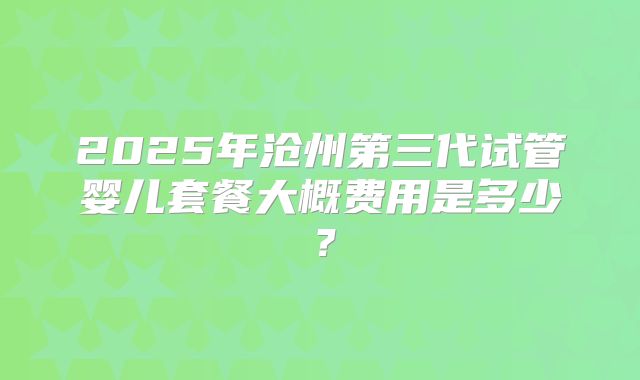 2025年沧州第三代试管婴儿套餐大概费用是多少？