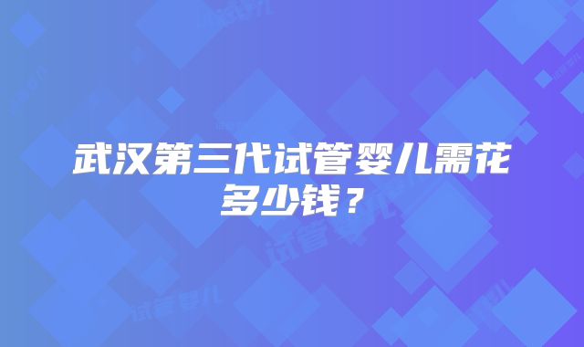 武汉第三代试管婴儿需花多少钱？