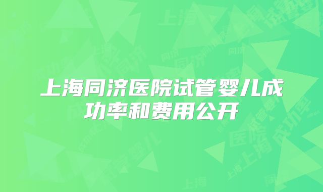上海同济医院试管婴儿成功率和费用公开