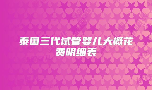 泰国三代试管婴儿大概花费明细表