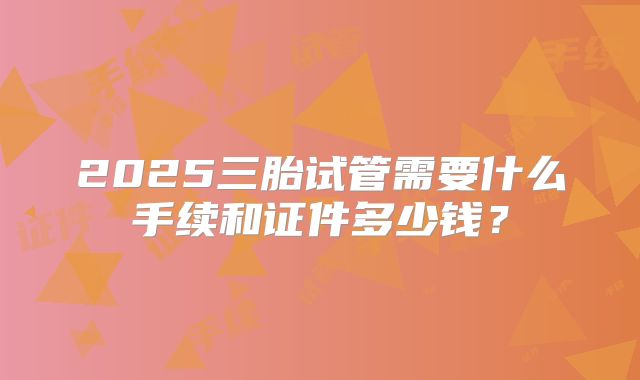 2025三胎试管需要什么手续和证件多少钱？