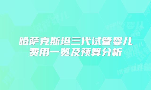 哈萨克斯坦三代试管婴儿费用一览及预算分析