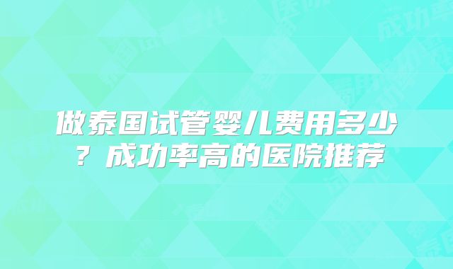 做泰国试管婴儿费用多少？成功率高的医院推荐