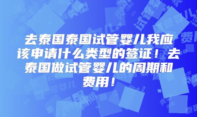 去泰国泰国试管婴儿我应该申请什么类型的签证！去泰国做试管婴儿的周期和费用！