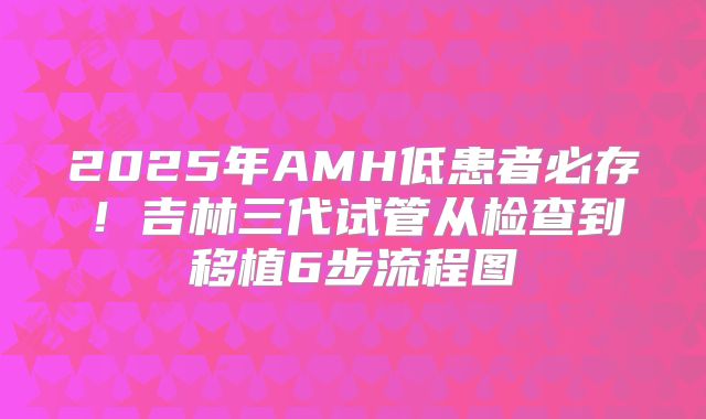 2025年AMH低患者必存！吉林三代试管从检查到移植6步流程图