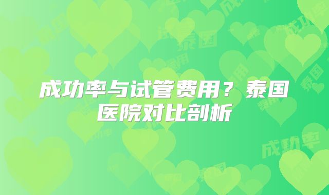成功率与试管费用？泰国医院对比剖析