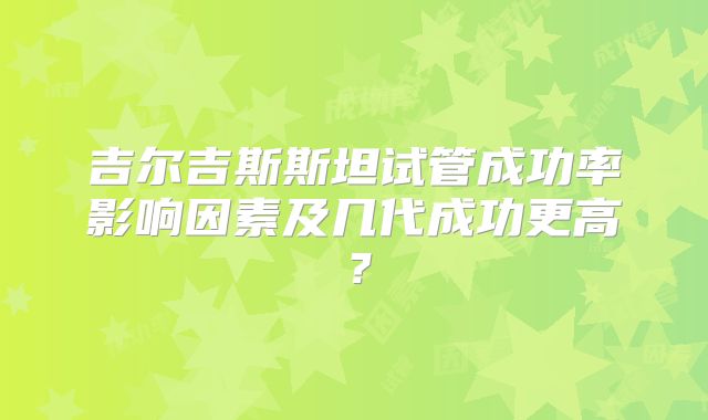 吉尔吉斯斯坦试管成功率影响因素及几代成功更高？