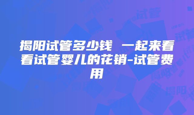 揭阳试管多少钱 一起来看看试管婴儿的花销-试管费用