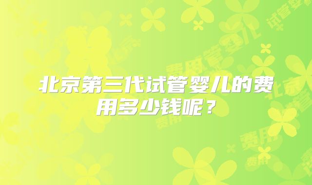 北京第三代试管婴儿的费用多少钱呢？