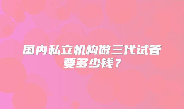 国内私立机构做三代试管要多少钱？