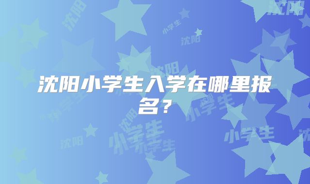 沈阳小学生入学在哪里报名？