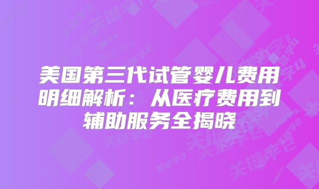 美国第三代试管婴儿费用明细解析：从医疗费用到辅助服务全揭晓