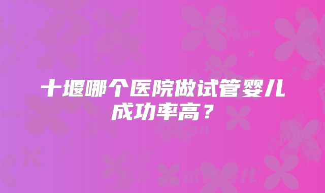十堰哪个医院做试管婴儿成功率高？