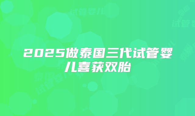 2025做泰国三代试管婴儿喜获双胎